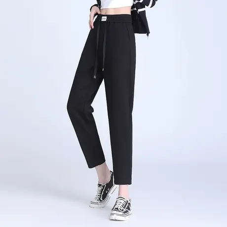 时尚小个子哈伦裤女裤子秋季2023新款松紧腰显瘦小脚裤休闲萝卜裤商品大图
