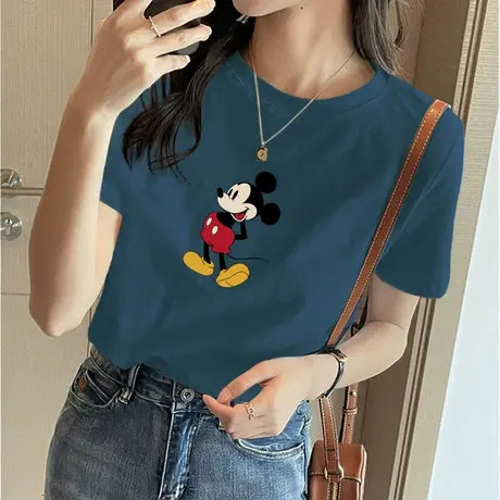 纯棉短袖t恤女2023新款夏季米奇设计感显瘦体恤白色上衣半袖ins潮商品大图