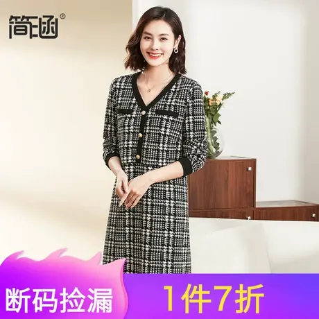 简涵大码女装新款高端轻奢秋装贵夫人气质连衣裙显瘦胖mm图片