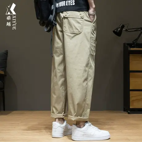 秋冬百搭直筒休闲裤男秋季宽松大码九分裤子加绒加厚男士工装长裤商品大图