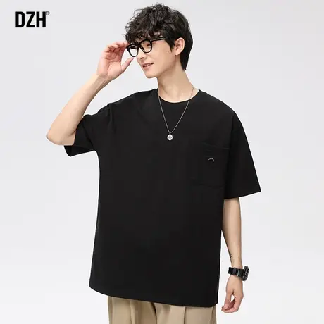 男士黑色短袖美式高街重磅t恤男夏季宽松纯棉衣服半袖情侣装上衣商品大图