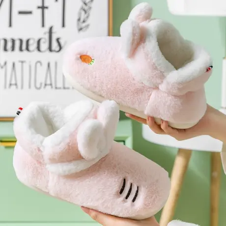 棉拖鞋女冬包跟家居厚底防滑月子鞋可爱毛绒加厚冬天保暖拖鞋家用商品大图