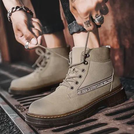 防水雨鞋男秋冬时尚个性潮流马丁靴厨房防滑工作鞋时尚钓鱼鞋胶鞋商品大图