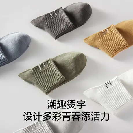 耐尔袜子男四季纯色百搭纯色ins潮短袜子薄款夏舒适中筒透气棉袜图片