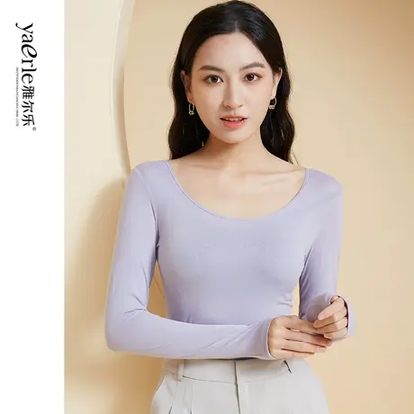 雅尔乐低领保暖内衣女单件上衣肉色打底秋冬内搭女神蕾丝超薄款图片