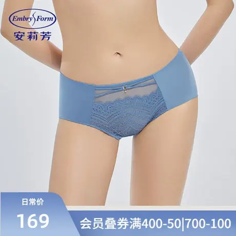 安莉芳镂空拼接蕾丝中腰女士内裤薄款透气包臀性感三角裤E200674商品大图