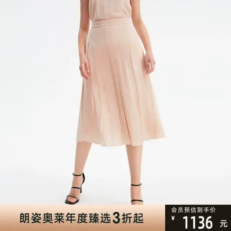 LANCY/俪雅夏季半身裙新款中长款裙子高级a字百褶显瘦短裙I图片