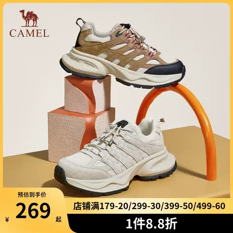 骆驼女鞋2023秋季新款百搭轻便厚底增高鱼骨老爹鞋运动鞋休闲鞋女商品大图