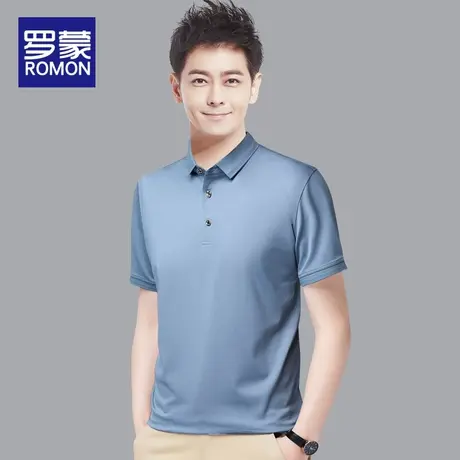 罗蒙桑蚕丝男士短袖2022新款潮流t恤男夏季纯色翻领polo衫上衣服图片
