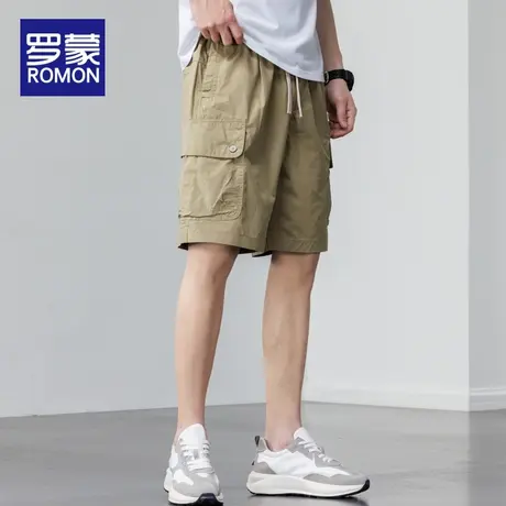 罗蒙工装短裤男卡其色纯棉裤子男款夏季美式男生休闲裤潮牌五分裤图片