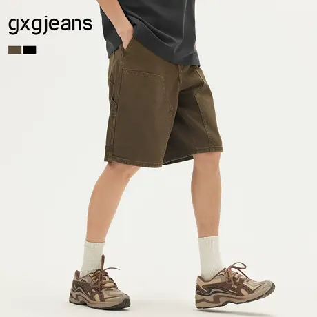 gxg.jeans男装 多色复古水洗时尚工装宽松牛仔短裤男 25年夏新品商品大图