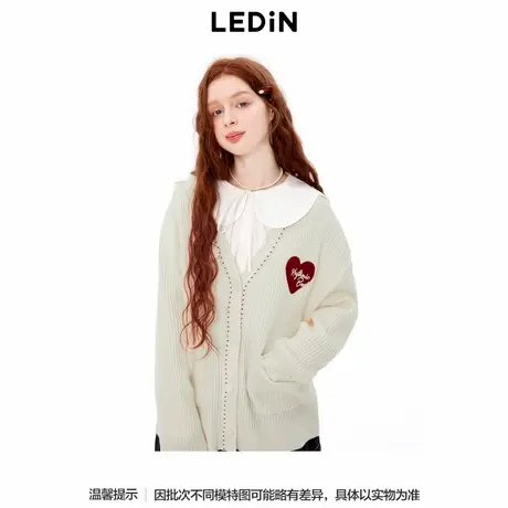 【商场同款】乐町v领宽松线开衫秋季新款毛衣外套C1EDE3403图片