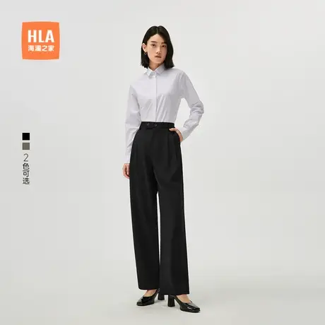 HLA/海澜之家商务微弹西裤秋季新款显瘦显高职业黑色时尚裤子女装商品大图