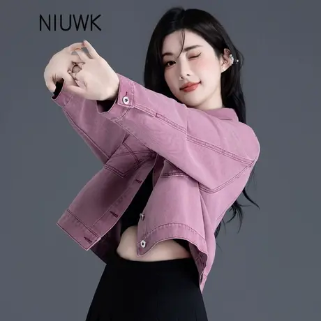 紫色牛仔外套女2025年新款爆款春秋季小个子时尚洋气短款休闲上衣图片