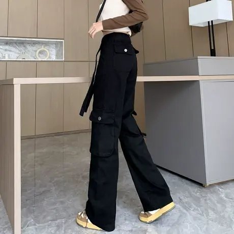 唐狮2025新款高街辣妹工装裤女春季复古时尚显瘦多口袋长裤百搭图片