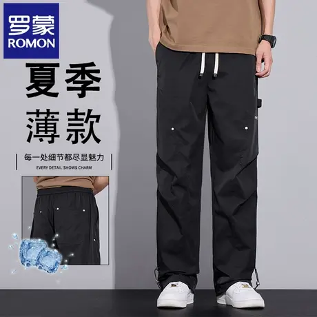 罗蒙夏季薄款潮牌休闲裤男2025新款宽松直筒阔腿美式工装长裤N2Z商品大图