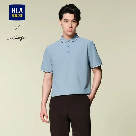 【凉感】HLA/海澜之家轻商务短袖POLO24夏新网眼防晒速干T恤男商品大图