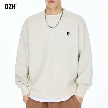 男士重磅圆领卫衣男高级感宽松美式上衣刺绣套头外套2023新款秋季商品大图