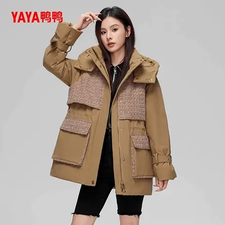 鸭鸭鸭鸭羽绒服女士2024冬季新品中长款时尚韩版修身外套A商品大图