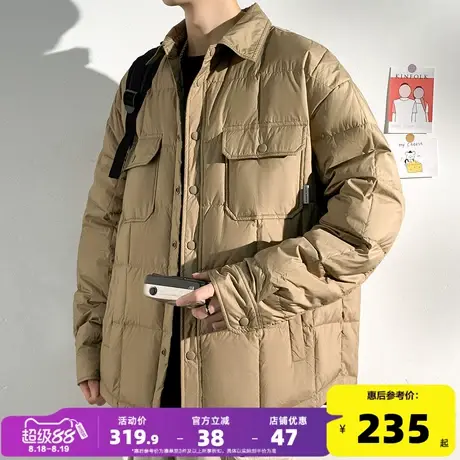 唐狮2024冬新款连帽羽绒服男加厚保暖宽松短款面包服休闲潮流外套图片