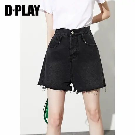 DPLAY【惠品】夏季新款黑色直筒休闲牛仔短裤时尚ins小个子五分裤商品大图