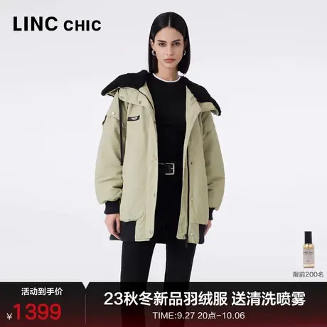 LINCCHIC金羽杰羽绒服女中长款2023秋冬新品量感大披肩帽夹克3264商品大图