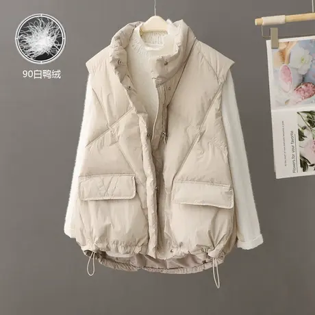 2023秋冬新款立领羽绒马甲女款外穿宽松白鸭绒外套坎肩时尚马夹潮商品大图