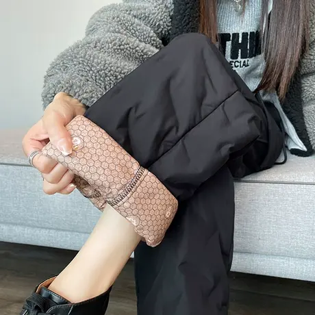 外穿羽绒工装裤女2023冬季新款高腰束脚加厚抗寒鸭绒棉裤保暖裤子图片