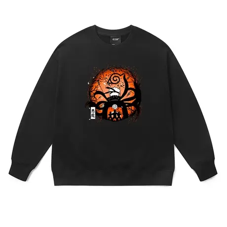 火影忍者动漫鸣人周边黑色男士卫衣新款2023日系个性秋冬潮牌上衣商品大图