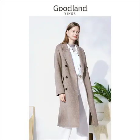 代退-音儿美地女装2022冬季新款中长款羊毛兔毛混纺双面呢大衣商品大图