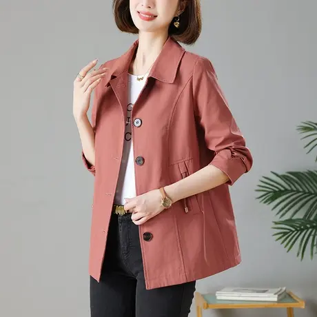 休闲外套女春秋新款加肥加大码女装宽松中年妈妈减龄显瘦夹克上衣图片