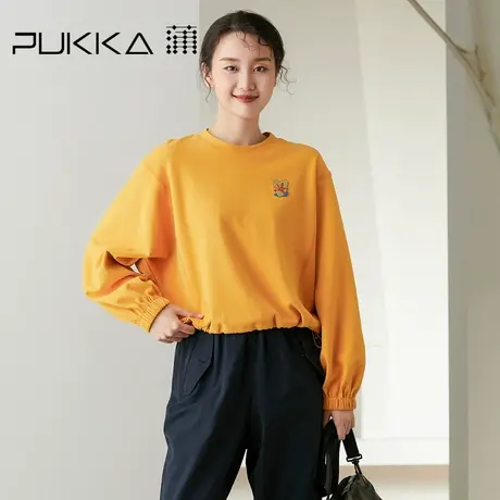 蒲PUKKA 女装纯棉卫衣秋冬季宽松设计感套头衫女商场同款图片