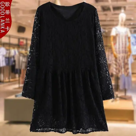 特大码250斤春秋蕾丝连衣裙洋气时尚中老年妈妈装春秋款长袖上衣商品大图