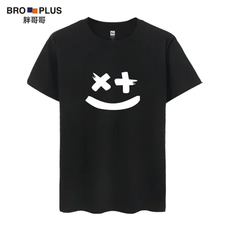 胖哥哥短袖t恤男大码夏季圆领潮胖体恤加肥加大胖子宽松男装半袖图片
