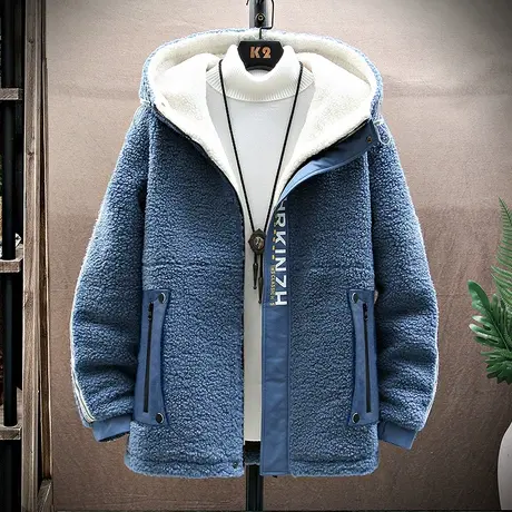 羊羔绒外套男士潮牌摇粒绒夹克2023春秋季新款青少年潮流秋装上衣商品大图