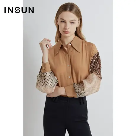 INSUN恩裳线上专选春季拼接通透美拉德衬衫图片