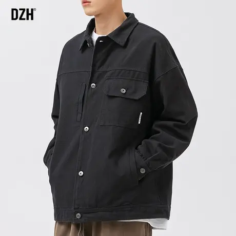 男生纯棉牛仔夹克男外套春秋款宽松男装2023新款褂子工装上衣百搭商品大图