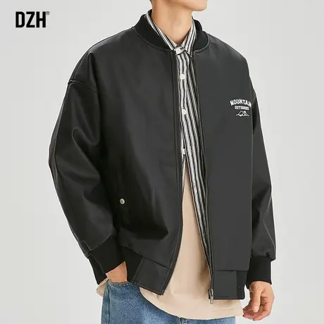男士黑色机车皮衣外套男春秋季潮流百搭2023新款情侣棒球服夹克衫商品大图