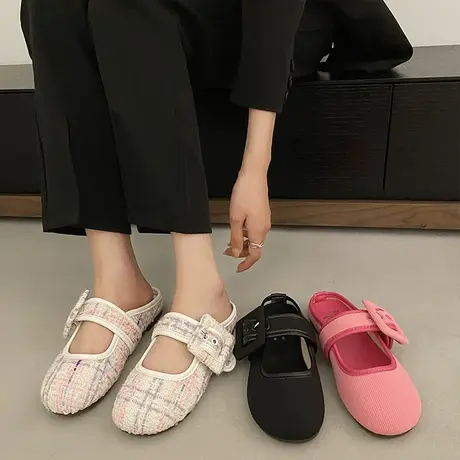 时尚百搭火龙果色玛丽珍女春夏季2023年新款晚晚风温柔平底单鞋子图片