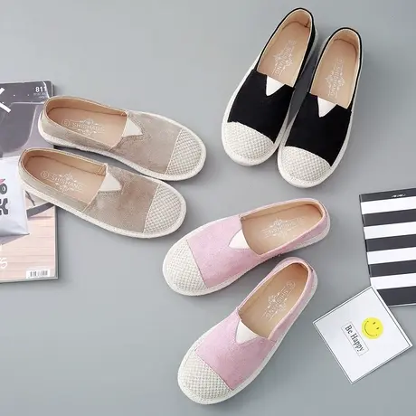 2020春季街拍帆布鞋女平底渔夫鞋百搭学生懒人鞋韩版一脚蹬女鞋潮商品大图