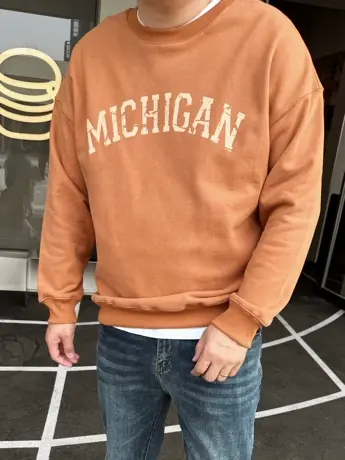 DAEVU冬新款落肩廓版磨毛加厚潮胖子加肥加大码男款圆领长袖卫衣商品大图