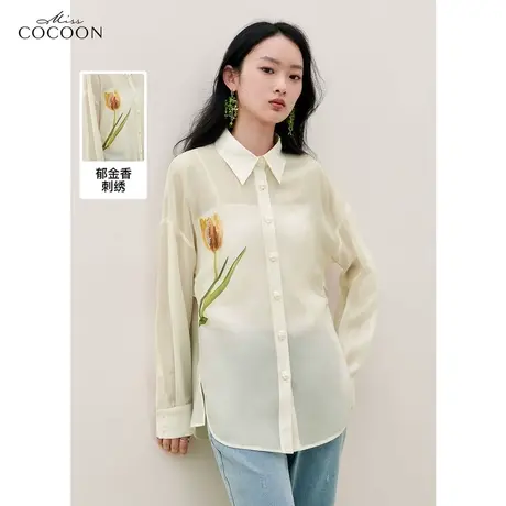miss COCOON莱赛尔轻薄衬衫上衣女2023夏装新款宽松百搭休闲衬衣商品大图
