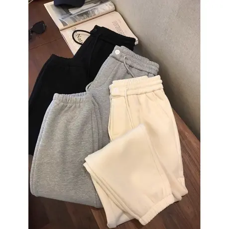 ins超火高腰韩版运动束脚卫裤女秋冬加绒加厚宽松显瘦休闲阔腿裤商品大图