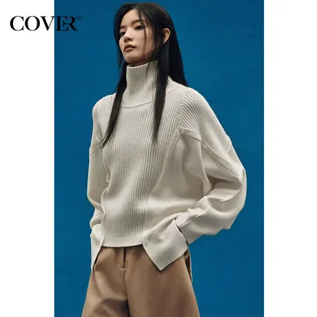 【昕怡粉丝专享】恩裳COVER冬季解构拼接廓形高领保暖针织衫商品大图