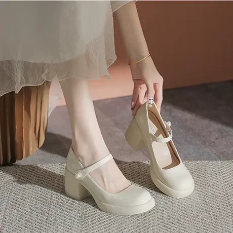 玛丽珍鞋粗跟单鞋女2024春秋新款小皮鞋女款高跟鞋仙女鞋子晚晚鞋图片