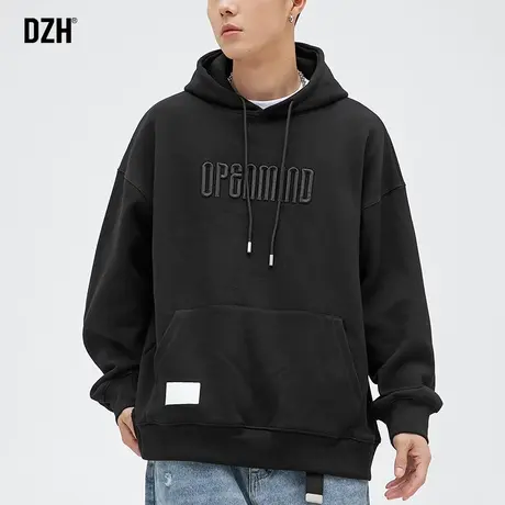 男士美式重磅卫衣男连帽长袖上衣2024年春季新款帽衫休闲运动外套商品大图