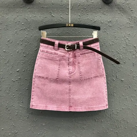 欧货休闲弹力包臀裙短裙女2024春夏新款防走光高腰显瘦牛仔半身裙商品大图