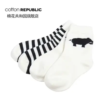 棉花共和国儿童袜子棉质袜可爱卡通条纹童袜 2双婴童袜棉质小童袜图片