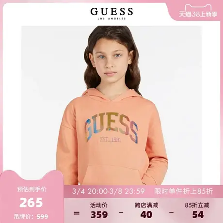 【38上新季】GUESS 秋童装女童字母LOGO连帽套头卫衣图片