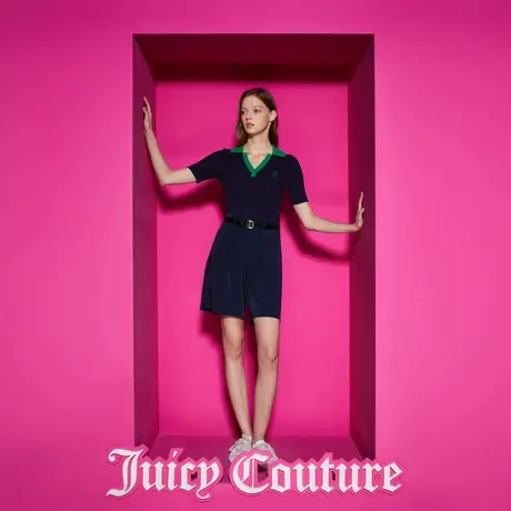 Juicy Couture橘滋女装新款鬼马精灵撞色绣花坑条女针织衫商品大图